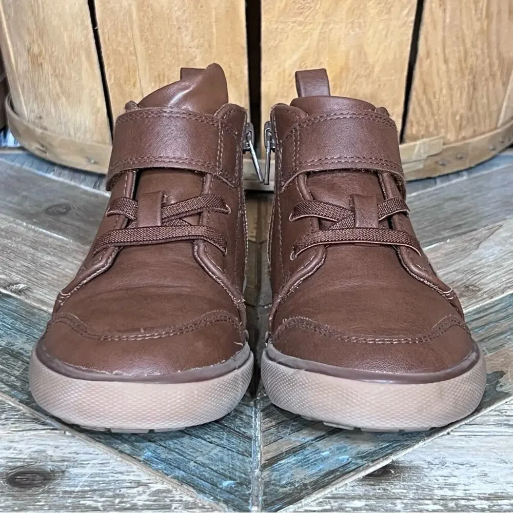 Wonder Nation High-Top Leather Hook-and-Loop Ankle Sneaker Boots Toddler Size 11
